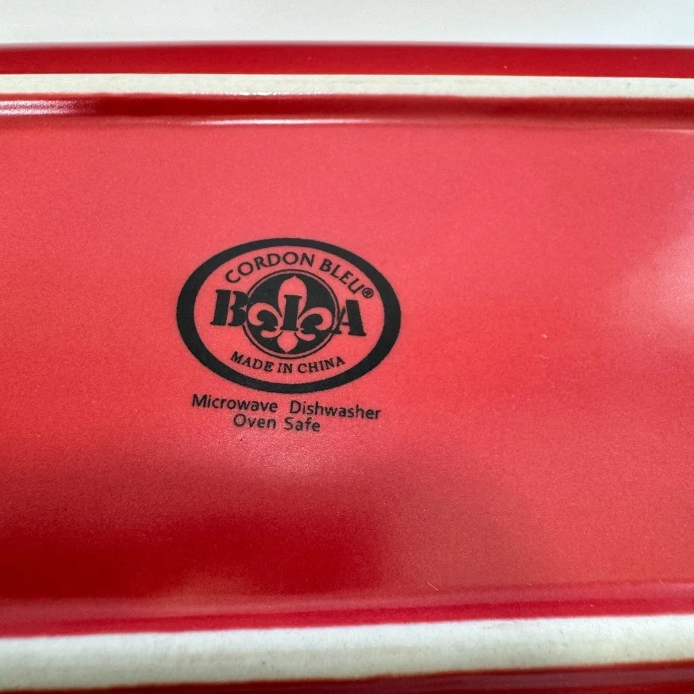 Vintage BIA Cordon Bleu Red Ceramic Covered Butter Dish Dishwasher Oven Safe